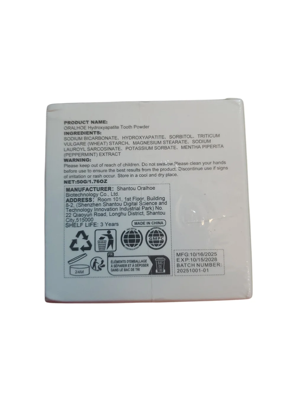 7.5% Hydroxyapatite White Tooth Restore Powder - Purple/White